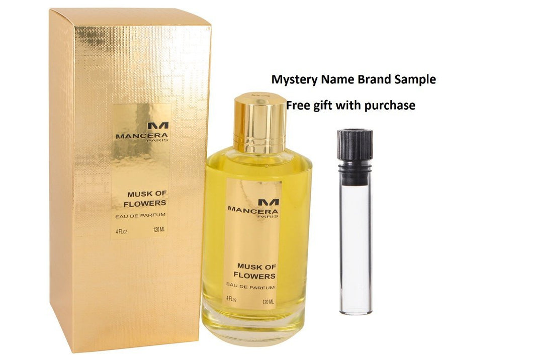 Mancera Musk of Flowers by Mancera Eau De Parfum Spray 4 oz And a Mystery Name brand sample vile