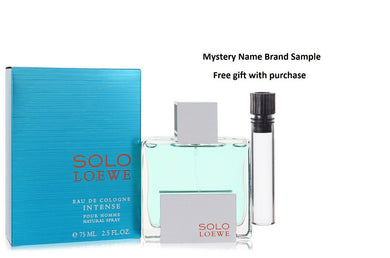 Solo Intense by Loewe Eau De Cologne Spray 2.5 oz And a Mystery Name brand sample vile