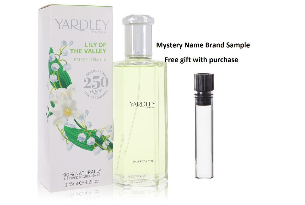 Lily of The Valley Yardley by Yardley London Eau De Toilette Spray 4.2 oz And a Mystery Name brand sample vile