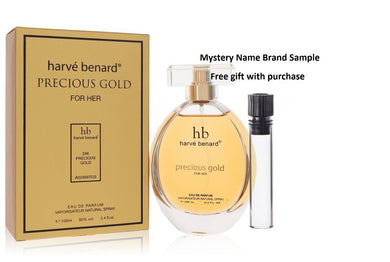 Precious Gold by Harve Benard Eau De Parfum Spray 3.4 oz And a Mystery Name brand sample vile