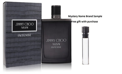 Jimmy Choo Man Intense by Jimmy Choo Eau De Toilette Spray 3.3 oz And a Mystery Name brand sample vile