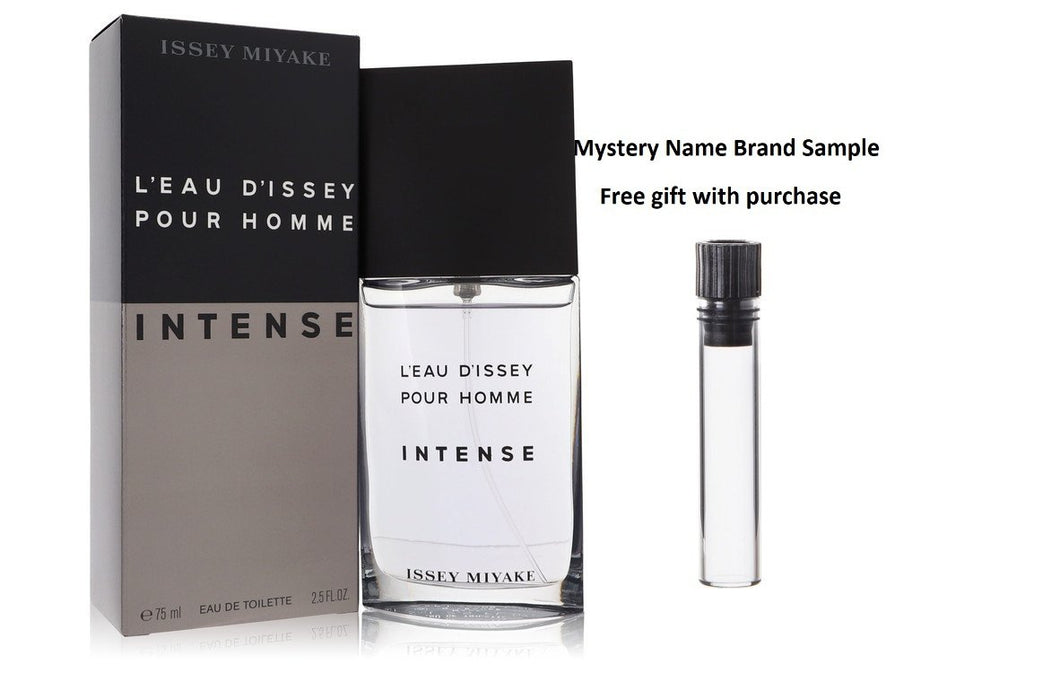 L'eau D'Issey Pour Homme Intense by Issey Miyake Eau De Toilette Spray 2.5 oz And a Mystery Name brand sample vile