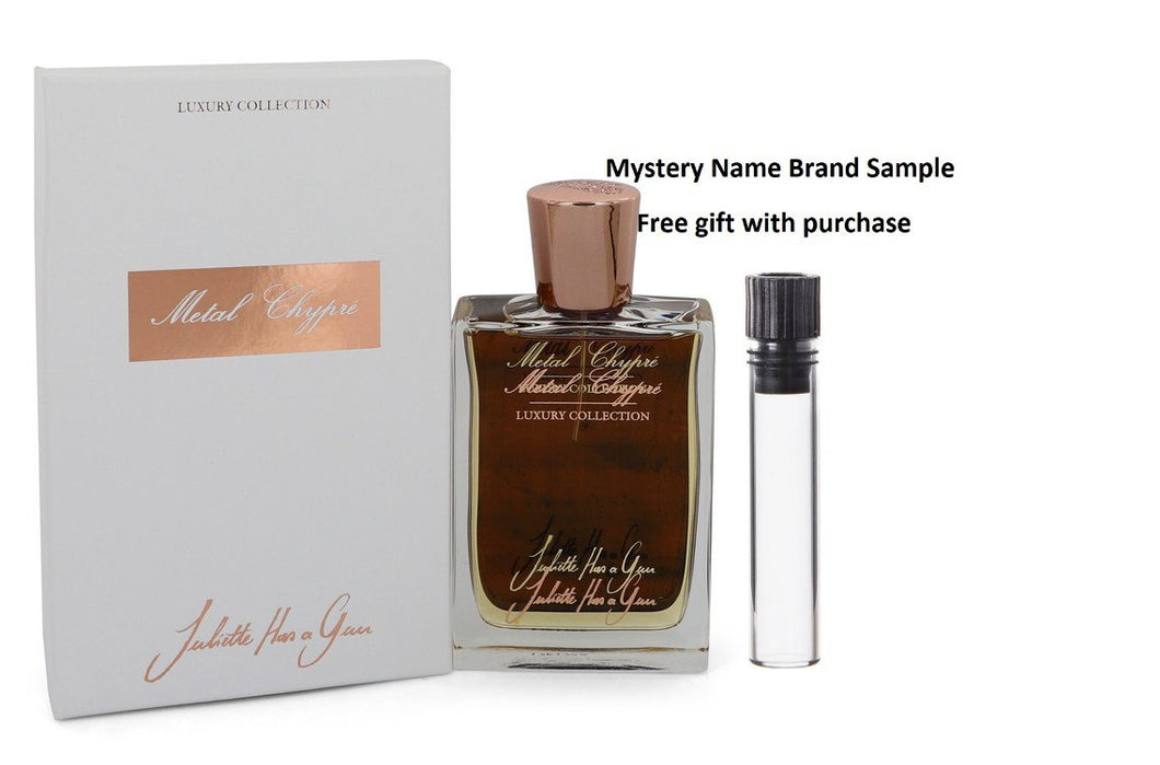 Metal Chypre by Juliette Has a Gun Eau De Parfum Spray (Unisex) 2.5 oz And a Mystery Name brand sample vile