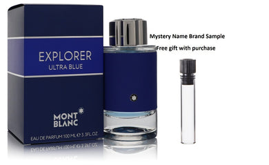 Montblanc Explorer Ultra Blue by Mont Blanc Eau De Parfum Spray 3.3 oz And a Mystery Name brand sample vile