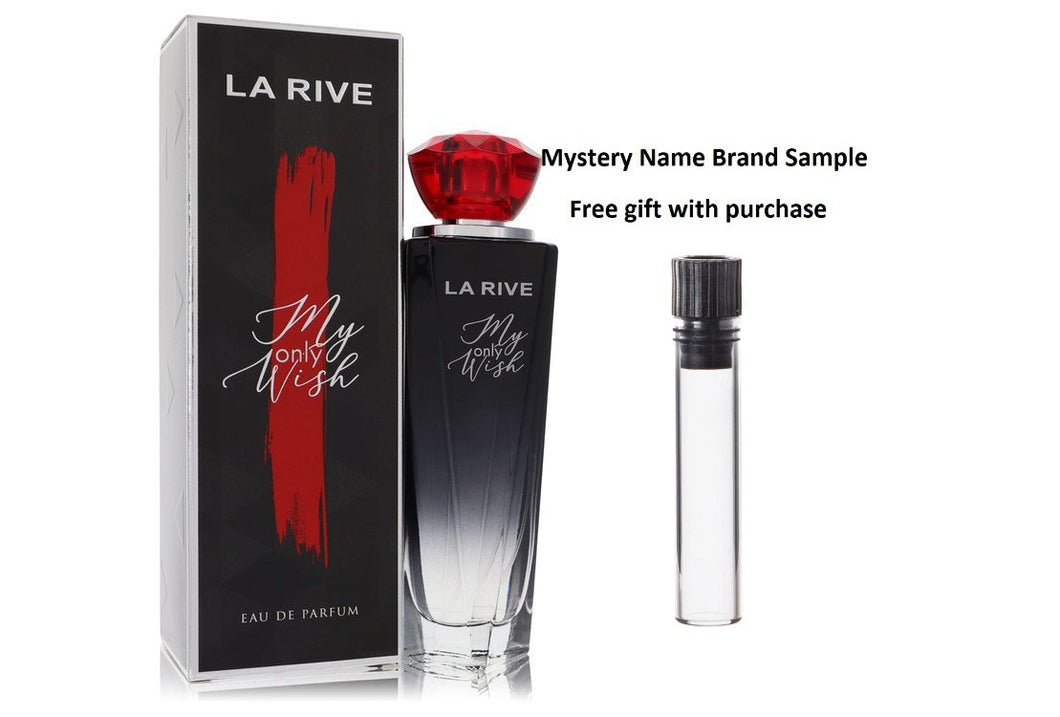 La Rive My Only Wish by La Rive Eau De Parfum 3.3 oz And a Mystery Name brand sample vile
