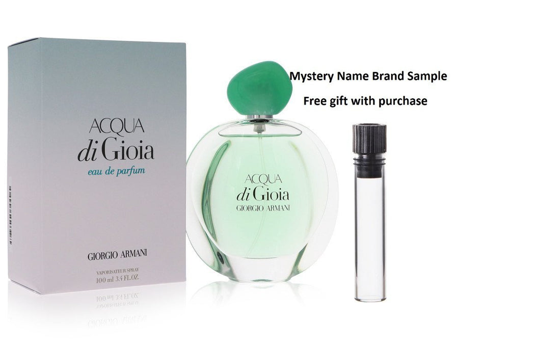 Acqua Di Gioia by Giorgio Armani Eau De Parfum Spray 3.4 oz And a Mystery Name brand sample vile