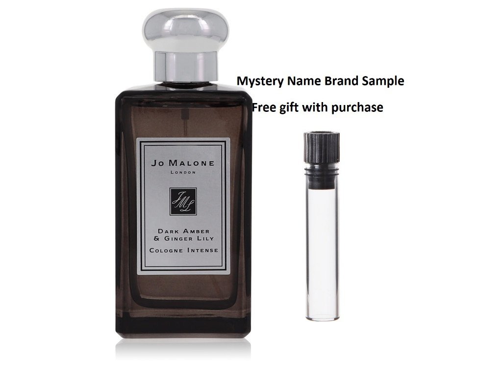 Jo Malone Dark Amber & Ginger Lily by Jo Malone Cologne Intense Spray (Unisex Unboxed) 3.4 oz And a Mystery Name brand sample vile