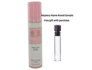 English Rose Yardley by Yardley London Body Spray 2.6 oz And a Mystery Name brand sample vile