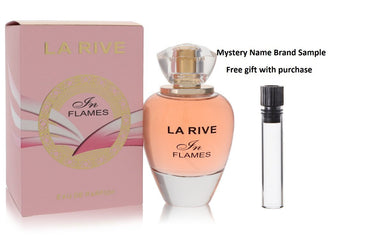 La Rive In Flames by La Rive Eau De Parfum Spray 3 oz And a Mystery Name brand sample vile
