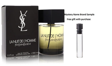 La Nuit De L'Homme by Yves Saint Laurent Eau De Toilette Spray 3.4 oz And a Mystery Name brand sample vile