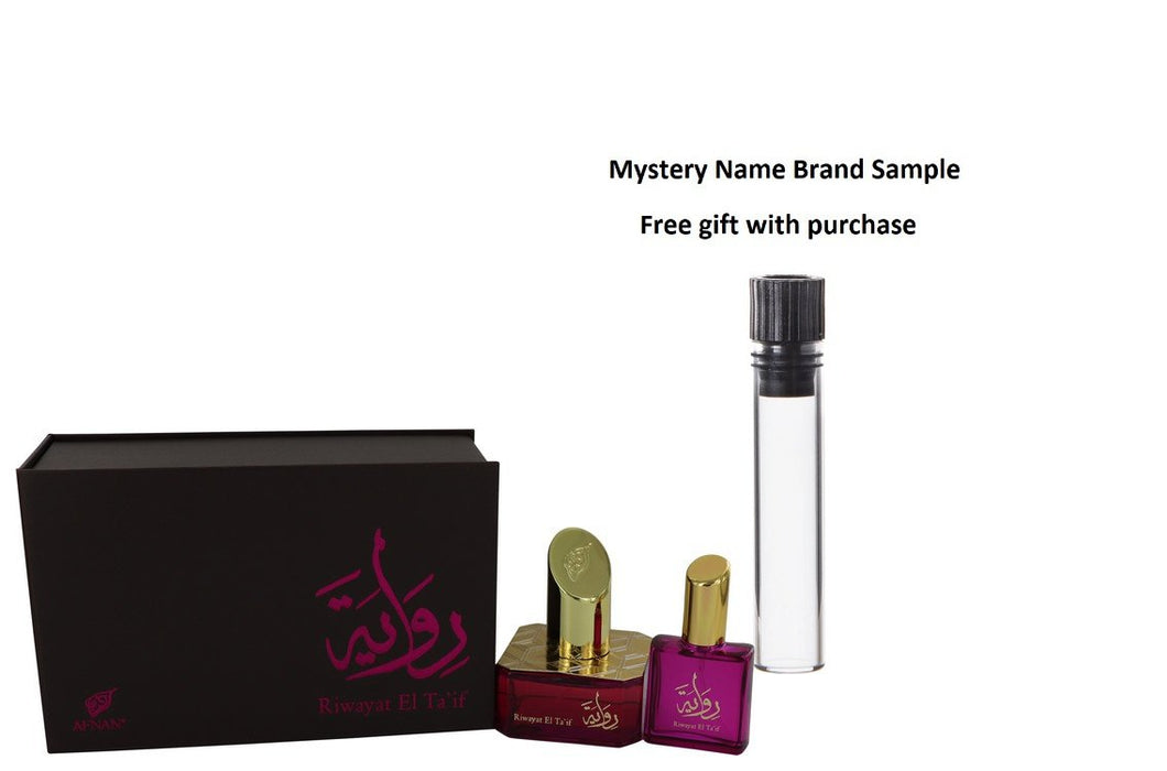 Riwayat El Ta'if by Afnan Eau De Parfum Spray + Free .67 oz Travel EDP Spray 1.7 oz And a Mystery Name brand sample vile
