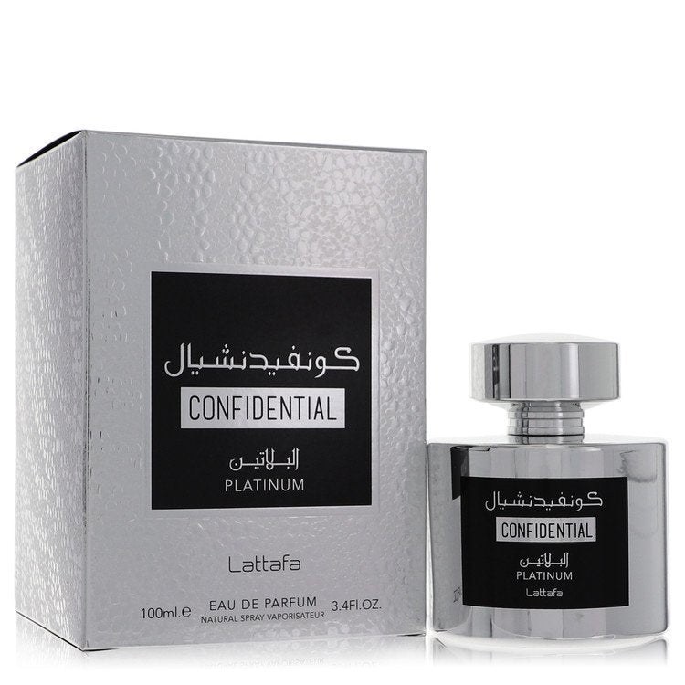 Lattafa Confidential Platinum by Lattafa Eau De Parfum Spray (Unisex) 3.4 oz For Men