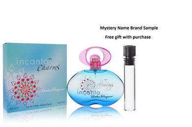 Incanto Charms by Salvatore Ferragamo Eau De Toilette Spray 3.4 oz And a Mystery Name brand sample vile