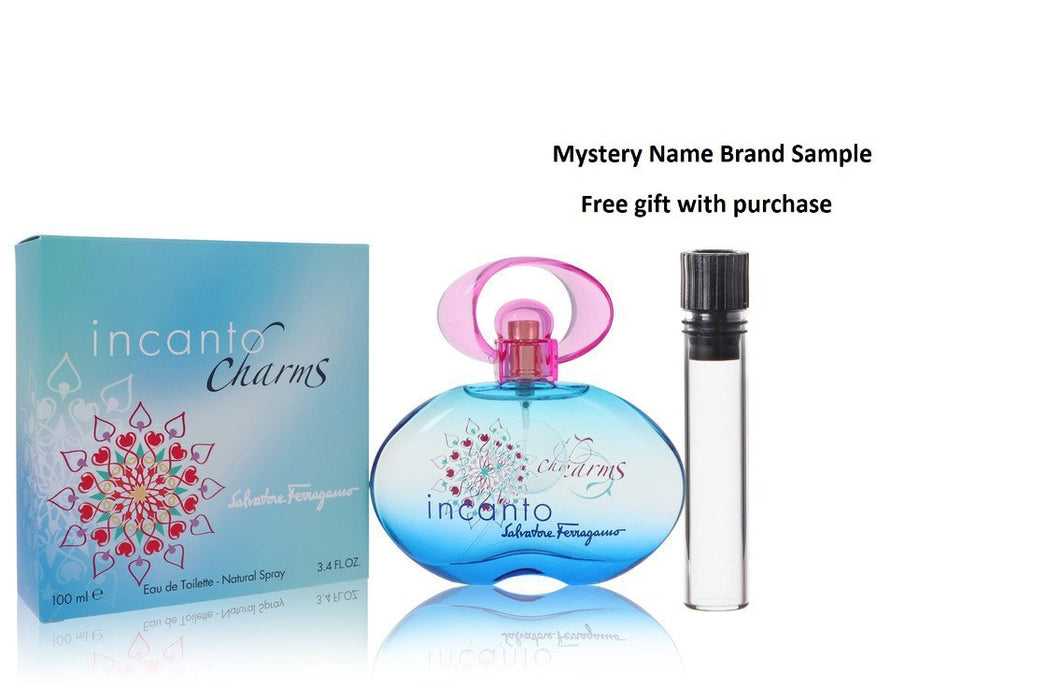 Incanto Charms by Salvatore Ferragamo Eau De Toilette Spray 3.4 oz And a Mystery Name brand sample vile