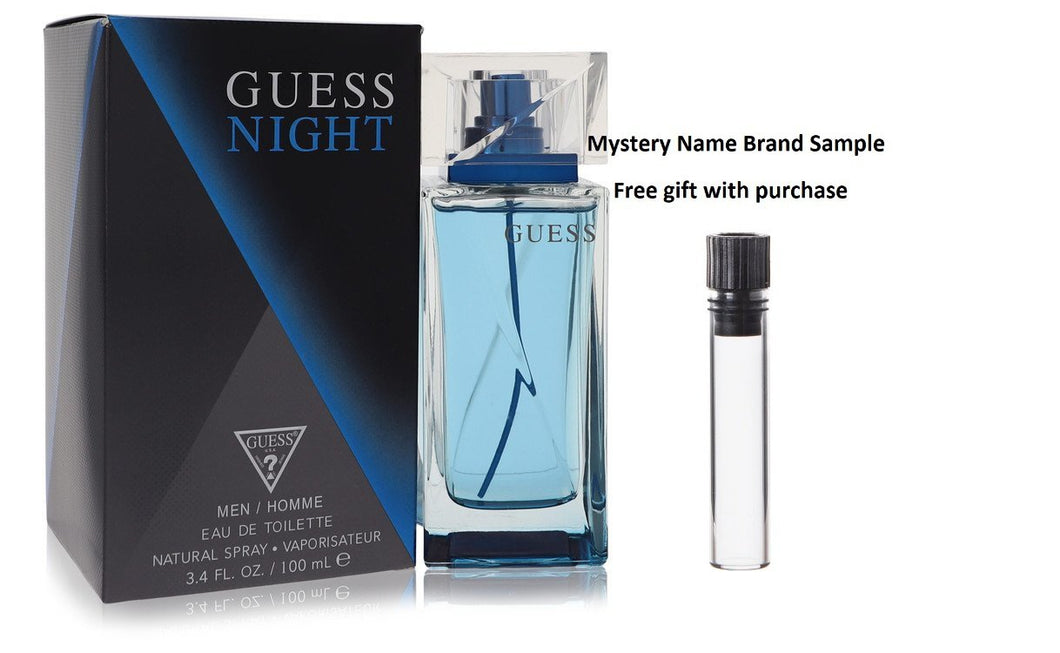 Guess Night by Guess Eau De Toilette Spray 3.4 oz And a Mystery Name brand sample vile
