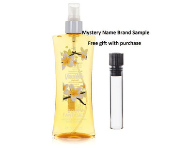 Body Fantasies Signature Vanilla Fantasy by Parfums De Coeur Body Spray 8 oz And a Mystery Name brand sample vile