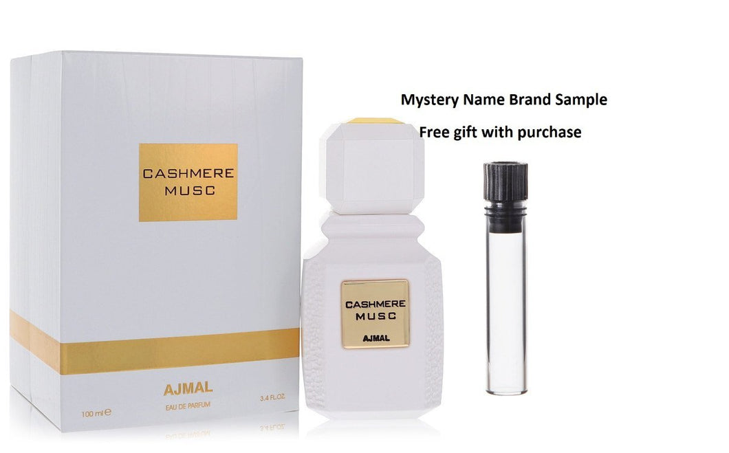 Ajmal Cashmere Musc by Ajmal Eau De Parfum Spray (Unisex) 3.4 oz And a Mystery Name brand sample vile
