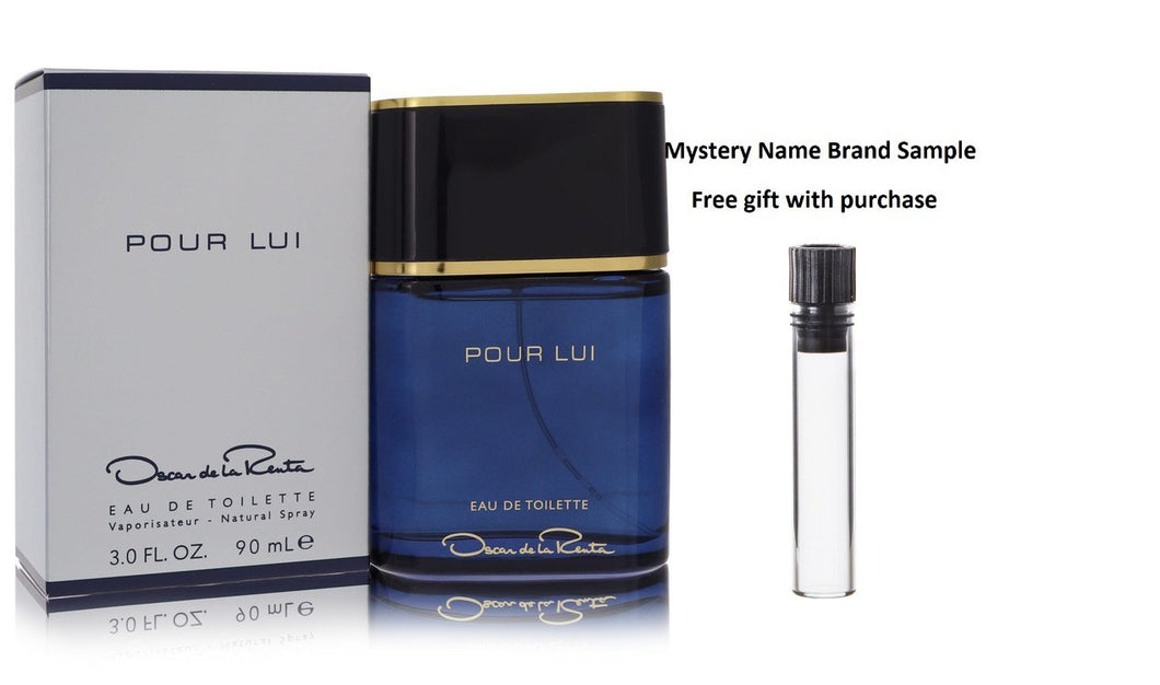 Oscar Pour Lui by Oscar de la Renta Eau De Toilette Spray 3 oz And a Mystery Name brand sample vile