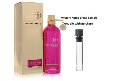 Montale Roses Musk by Montale Eau De Parfum Spray 3.4 oz And a Mystery Name brand sample vile