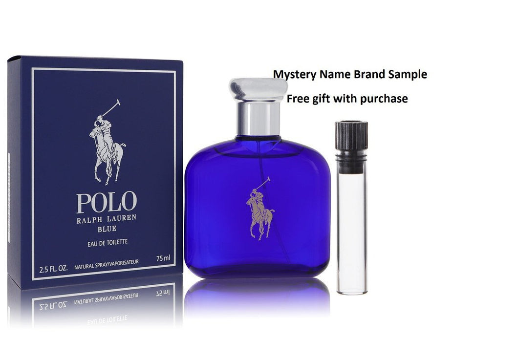 Polo Blue by Ralph Lauren Eau De Toilette Spray 2.5 oz And a Mystery Name brand sample vile