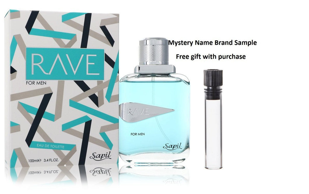 Sapil Rave by Sapil Eau De Toilette Spray 3.4 oz And a Mystery Name brand sample vile