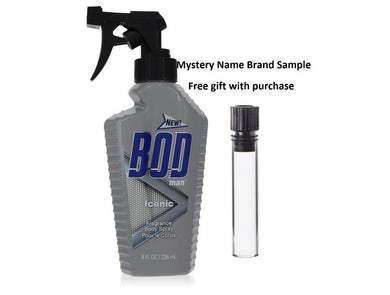 Bod Man Iconic by Parfums De Coeur Body Spray 8 oz And a Mystery Name brand sample vile