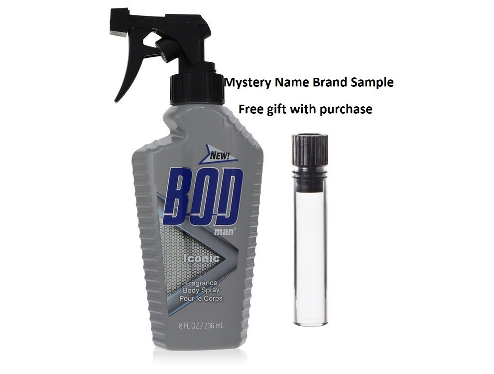 Bod Man Iconic by Parfums De Coeur Body Spray 8 oz And a Mystery Name brand sample vile
