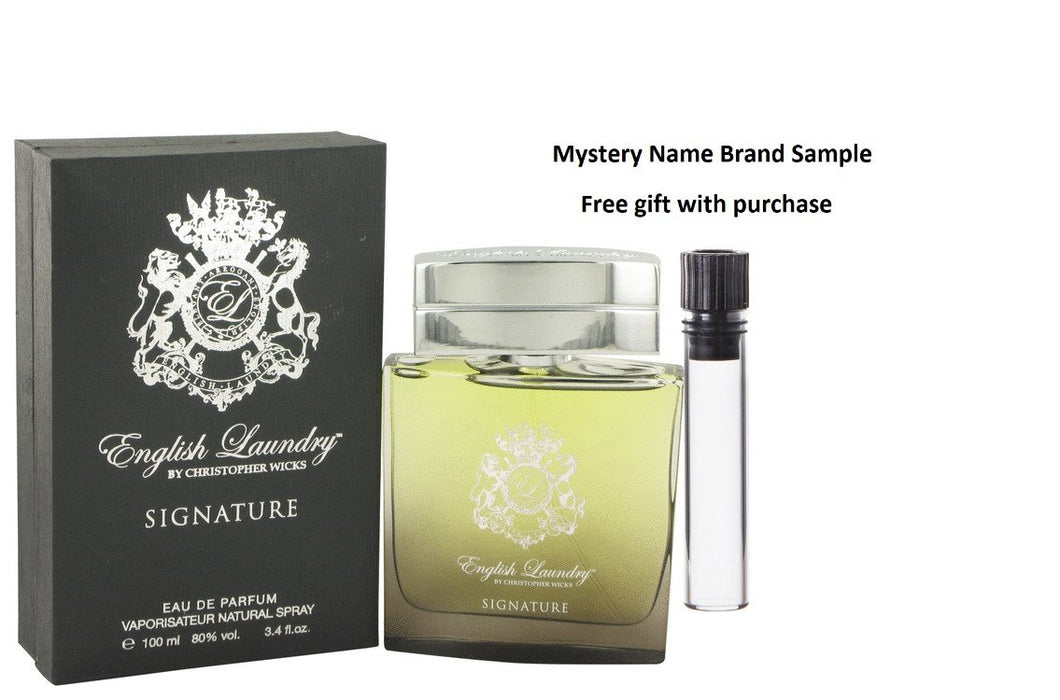 English Laundry Signature by English Laundry Eau De Parfum Spray 3.4 oz And a Mystery Name brand sample vile