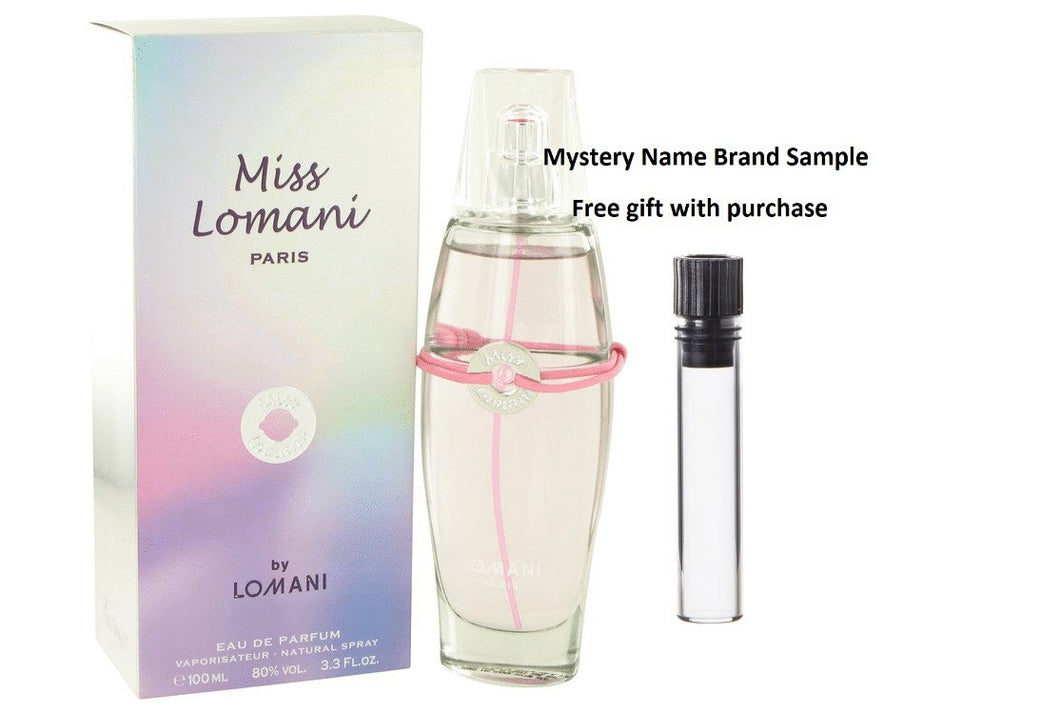 Miss Lomani by Lomani Eau De Parfum Spray 3.3 oz And a Mystery Name brand sample vile