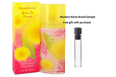 Green Tea Mimosa by Elizabeth Arden Eau De Toilette Spray 3.3 oz And a Mystery Name brand sample vile