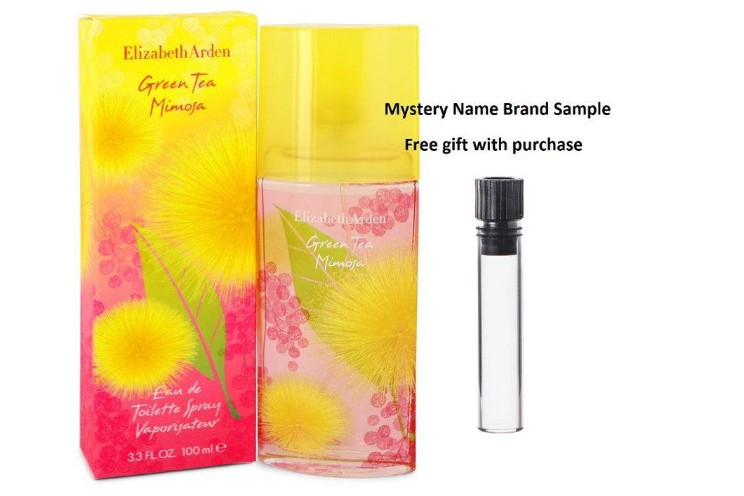 Green Tea Mimosa by Elizabeth Arden Eau De Toilette Spray 3.3 oz And a Mystery Name brand sample vile