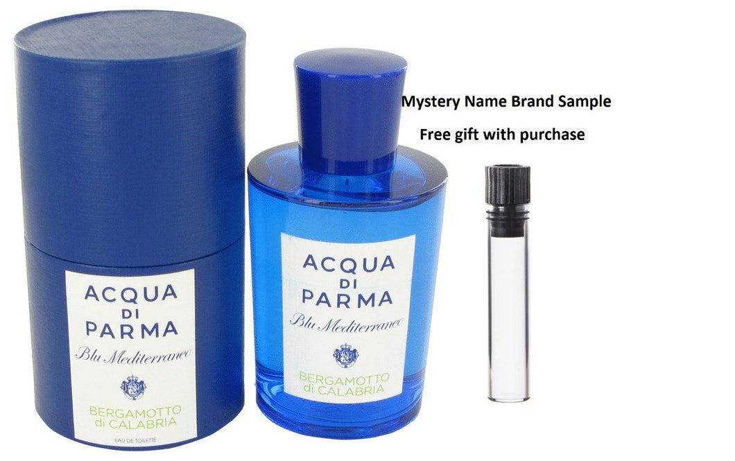 Blu Mediterraneo Bergamotto Di Calabria by Acqua Di Parma Eau De Toilette Spray 5 oz And a Mystery Name brand sample vile