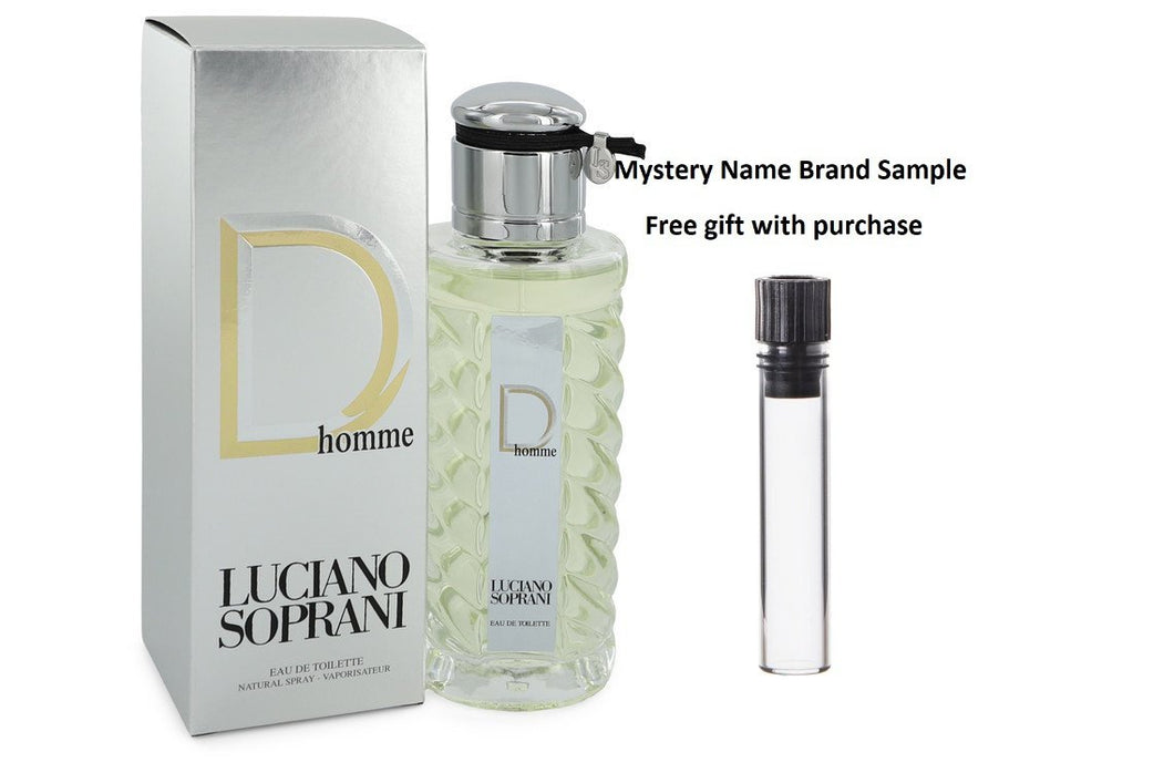 Luciano Soprani D Homme by Luciano Soprani Eau De Toilette Spray 3.3 oz And a Mystery Name brand sample vile