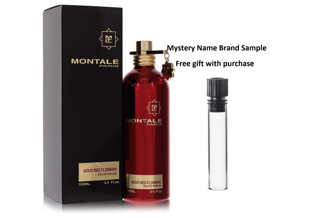 Montale Aoud Red Flowers by Montale Eau De Parfum Spray 3.3 oz And a Mystery Name brand sample vile