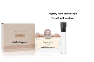 Signorina Eleganza by Salvatore Ferragamo Eau De Parfum Spray 3.4 oz And a Mystery Name brand sample vile