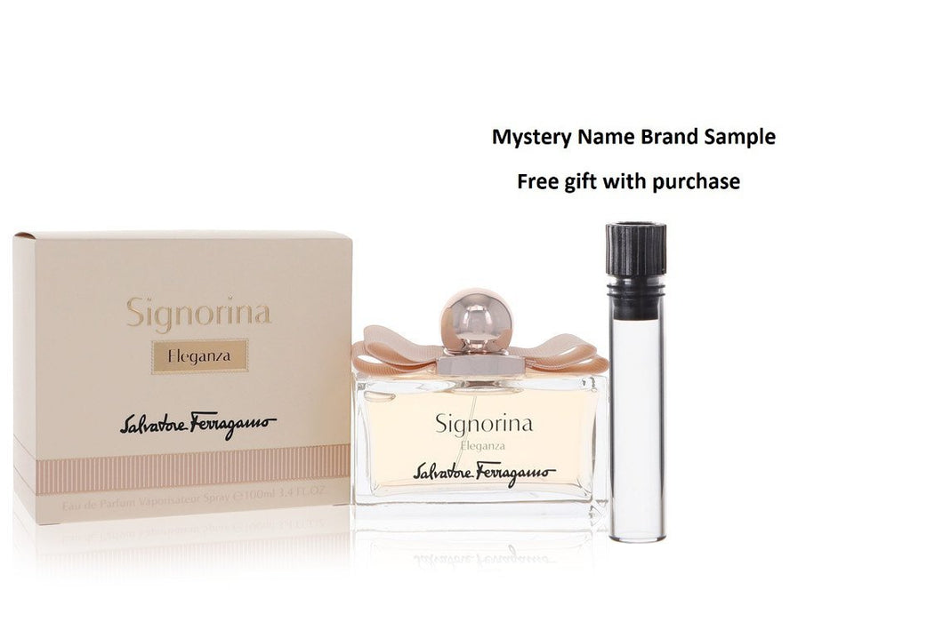 Signorina Eleganza by Salvatore Ferragamo Eau De Parfum Spray 3.4 oz And a Mystery Name brand sample vile