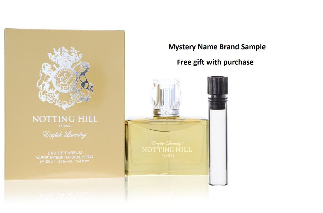 Notting Hill by English Laundry Eau De Parfum Spray 3.4 oz And a Mystery Name brand sample vile