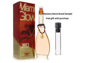 Miami Glow by Jennifer Lopez Eau De Toilette Spray 3.3 oz And a Mystery Name brand sample vile