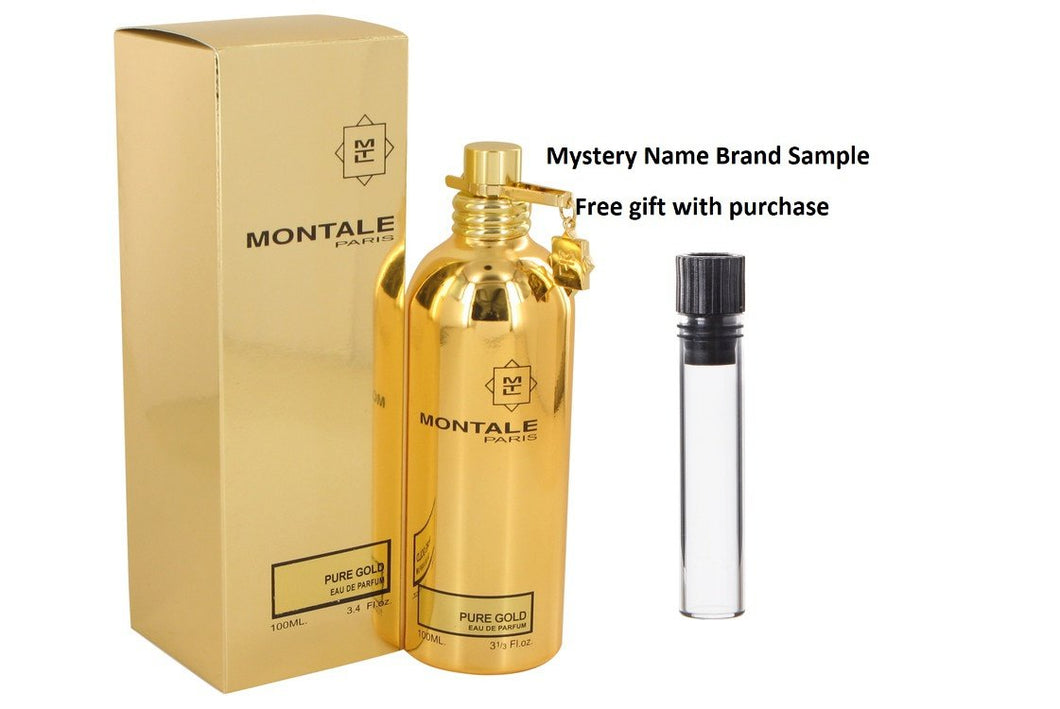 Montale Pure Gold by Montale Eau De Parfum Spray 3.4 oz And a Mystery Name brand sample vile