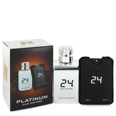 24 Platinum Oud Edition by ScentStory Eau De Toilette Concentree Spray  + 0.8 oz {Pocket Spray (Unisex) 3.4 oz  3.4 oz  Eau De Toilette Concentree Spray  + 0.8 oz Pocket Spray (Unisex) For Men