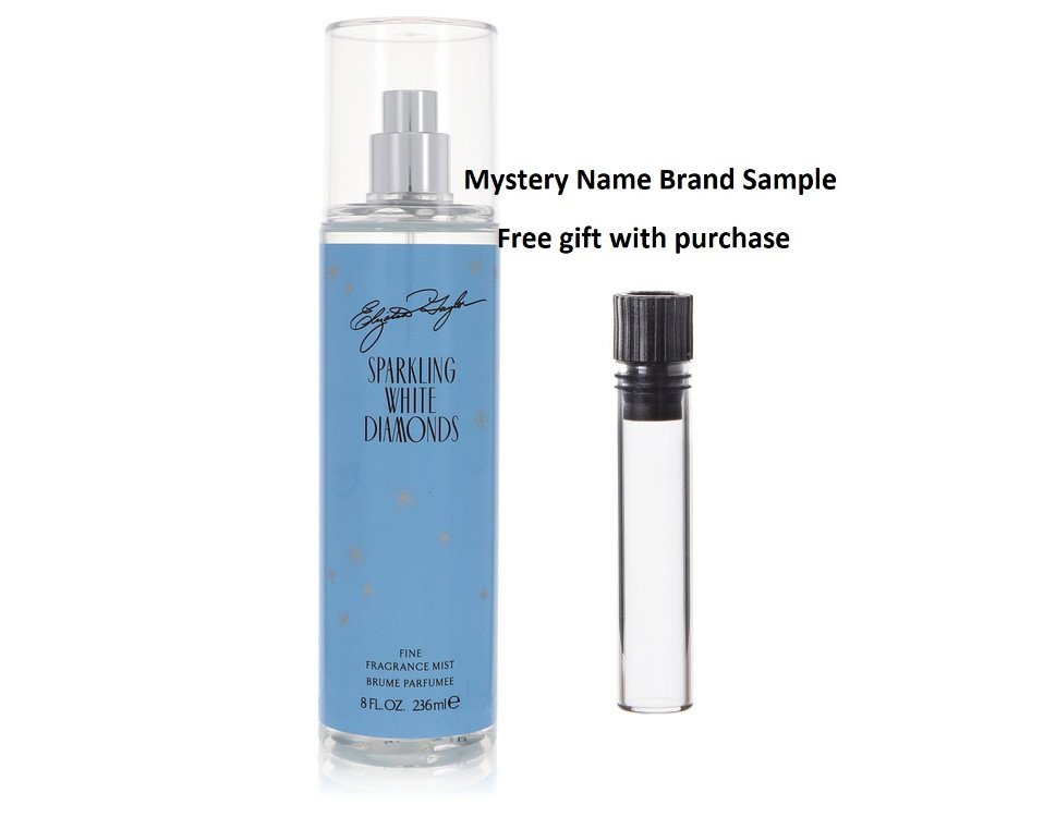 Sparkling White Diamonds by Elizabeth Taylor Fragrance Mist 8 oz And a Mystery Name brand sample vile