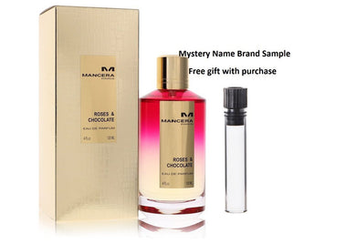 Mancera Roses & Chocolate by Mancera Eau De Parfum Spray (Unisex) 4 oz And a Mystery Name brand sample vile