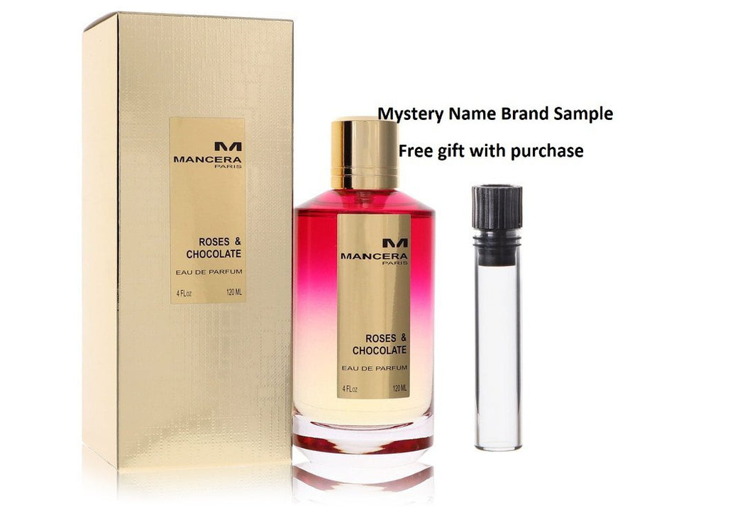 Mancera Roses & Chocolate by Mancera Eau De Parfum Spray (Unisex) 4 oz And a Mystery Name brand sample vile