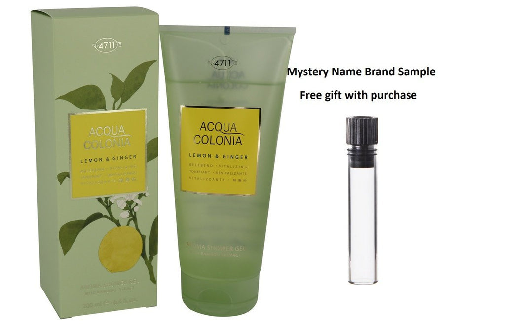 4711 ACQUA COLONIA Lemon & Ginger by 4711 Shower Gel 6.8 oz And a Mystery Name brand sample vile