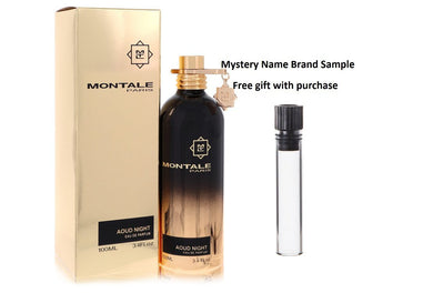 Montale Aoud Night by Montale Eau De Parfum Spray (Unisex) 3.4 oz And a Mystery Name brand sample vile