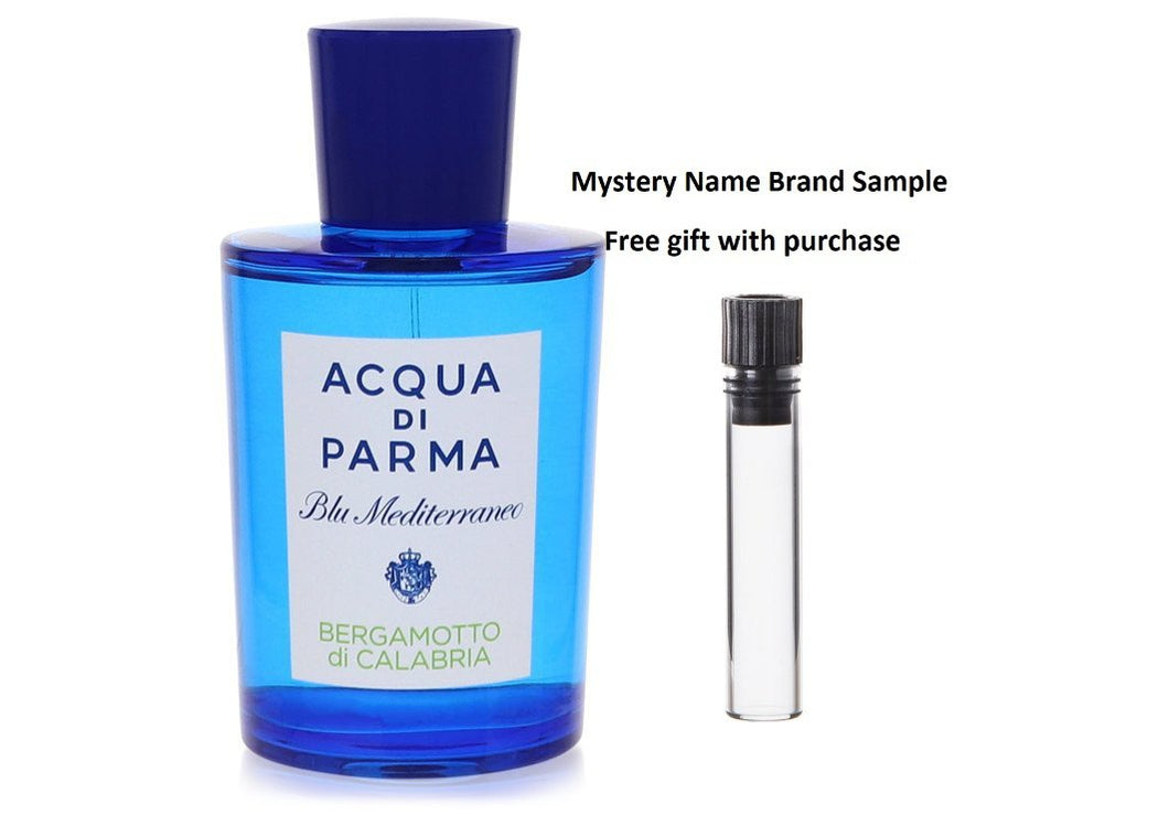 Blu Mediterraneo Bergamotto Di Calabria by Acqua Di Parma Eau De Toilette Spray (Tester) 5 oz And a Mystery Name brand sample vile