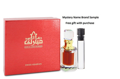 Dehn El Oud Mubarak by Swiss Arabian Extrait De Parfum (Unisex) .20 oz And a Mystery Name brand sample vile
