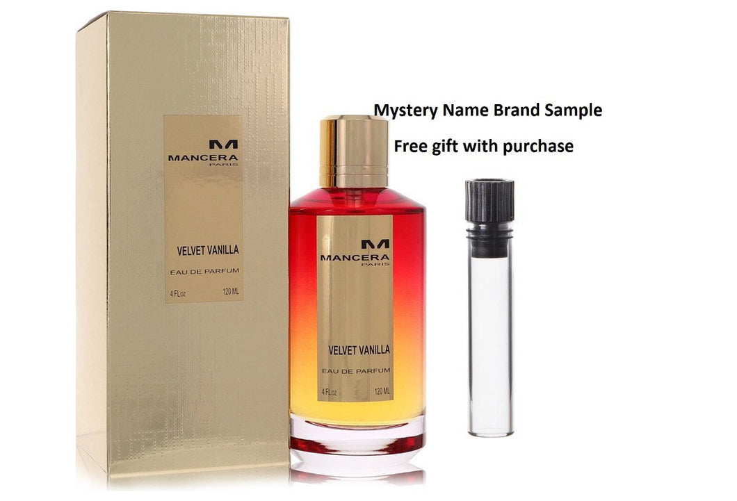 Mancera Velvet Vanilla by Mancera Eau De Parfum Spray (Unisex) 4 oz And a Mystery Name brand sample vile
