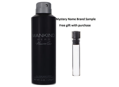 Kenneth Cole Mankind Hero by Kenneth Cole Body Spray 6 oz And a Mystery Name brand sample vile