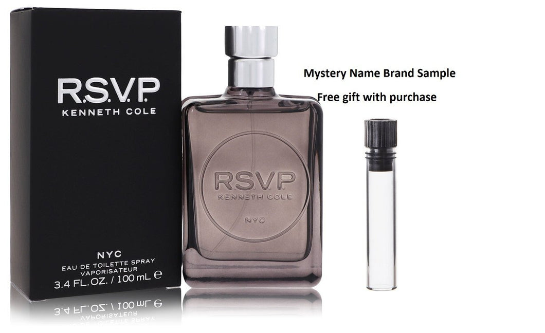 Kenneth Cole RSVP by Kenneth Cole Eau De Toilette Spray (New Packaging) 3.4 oz And a Mystery Name brand sample vile